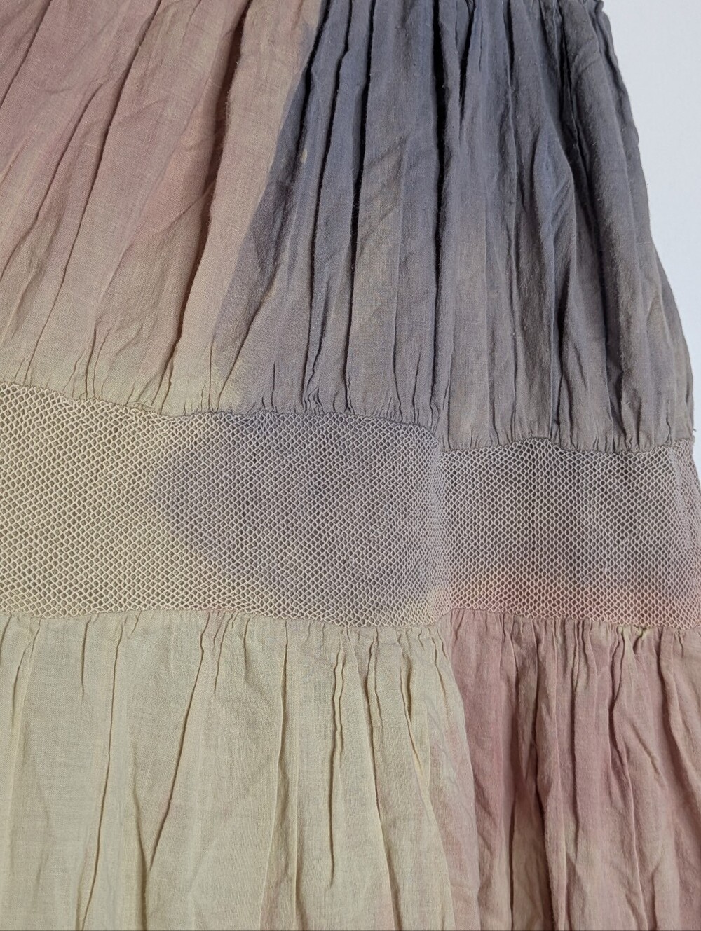 Vintage Styleworks Cream Pink Grey Tie Dye Boho Hippie Festival Prairie Skirt M - Picture 3 of 6